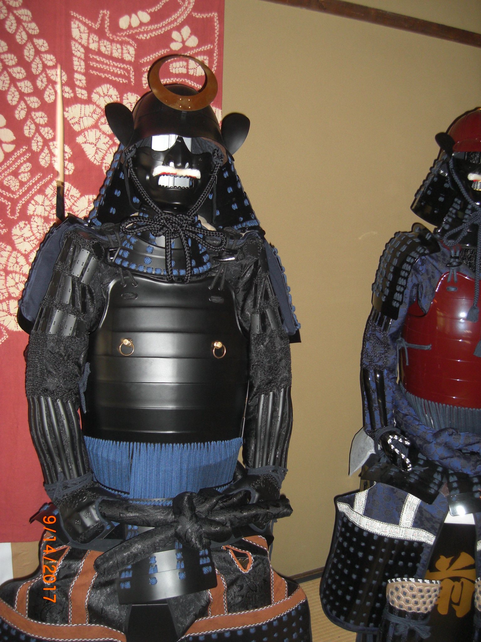 Japanese samurai helmet display